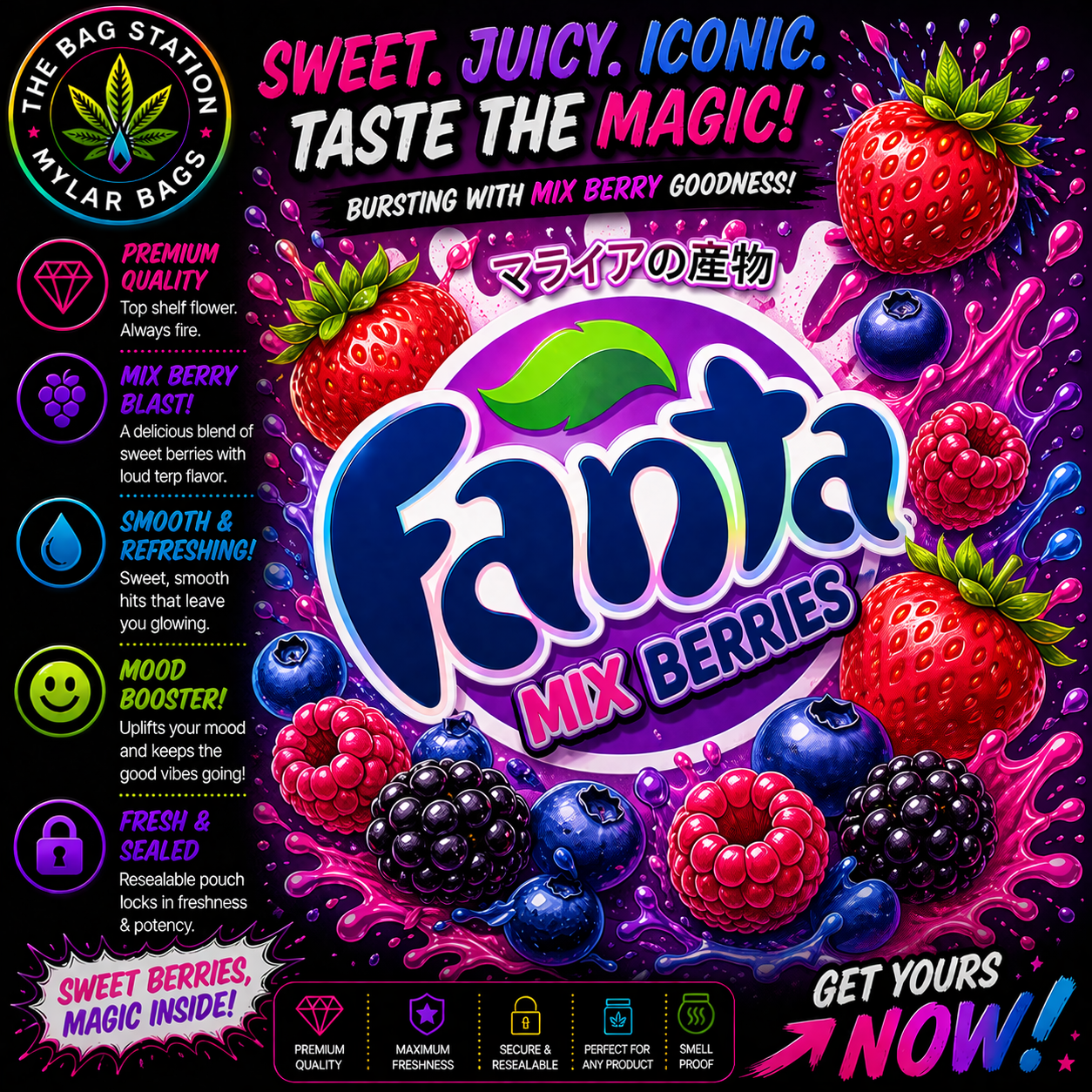 Fanta Mixed Berry Mylar Bags – Premium Smell Proof Packaging