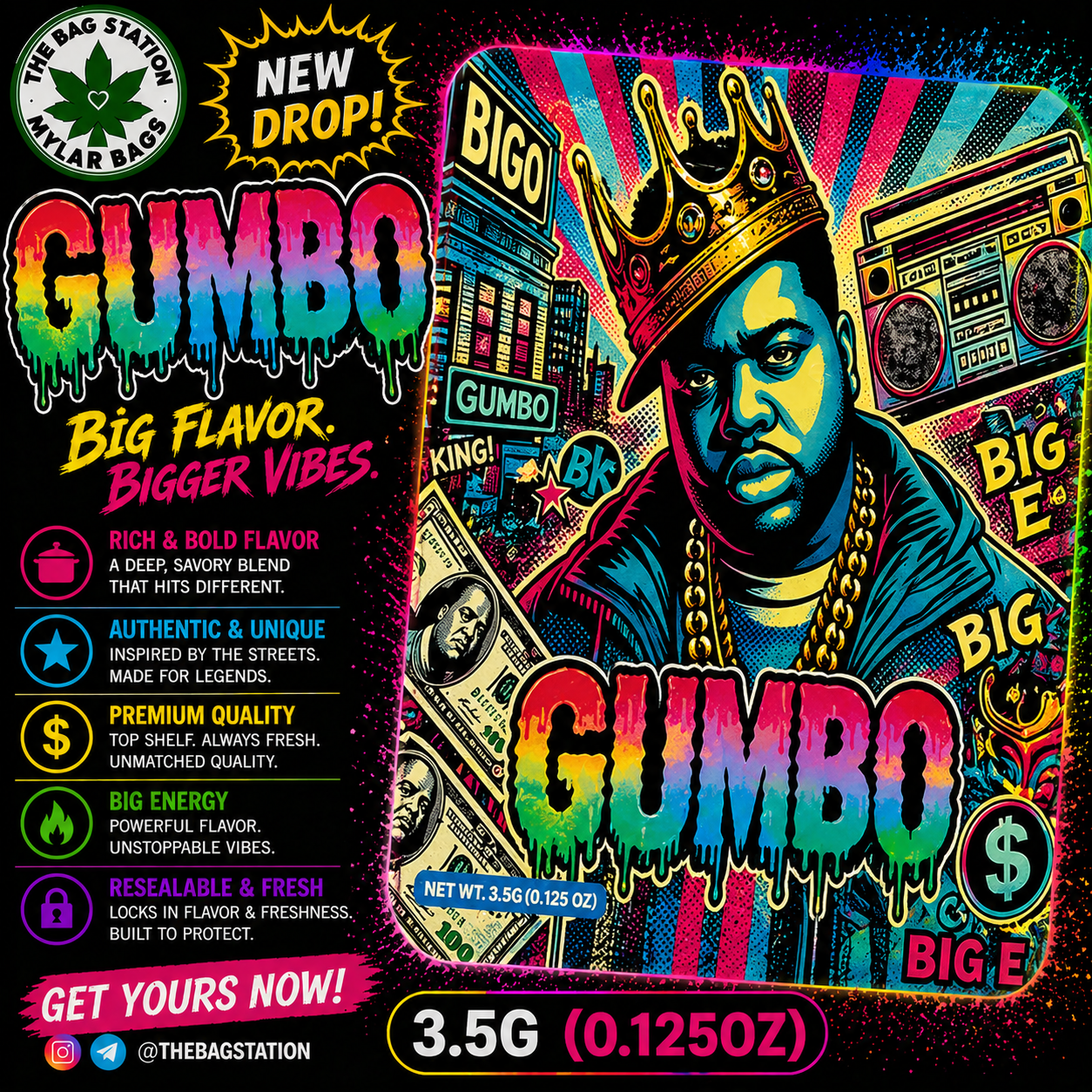 Gumbo Mylar Bags – Rich Look, Strong Protection