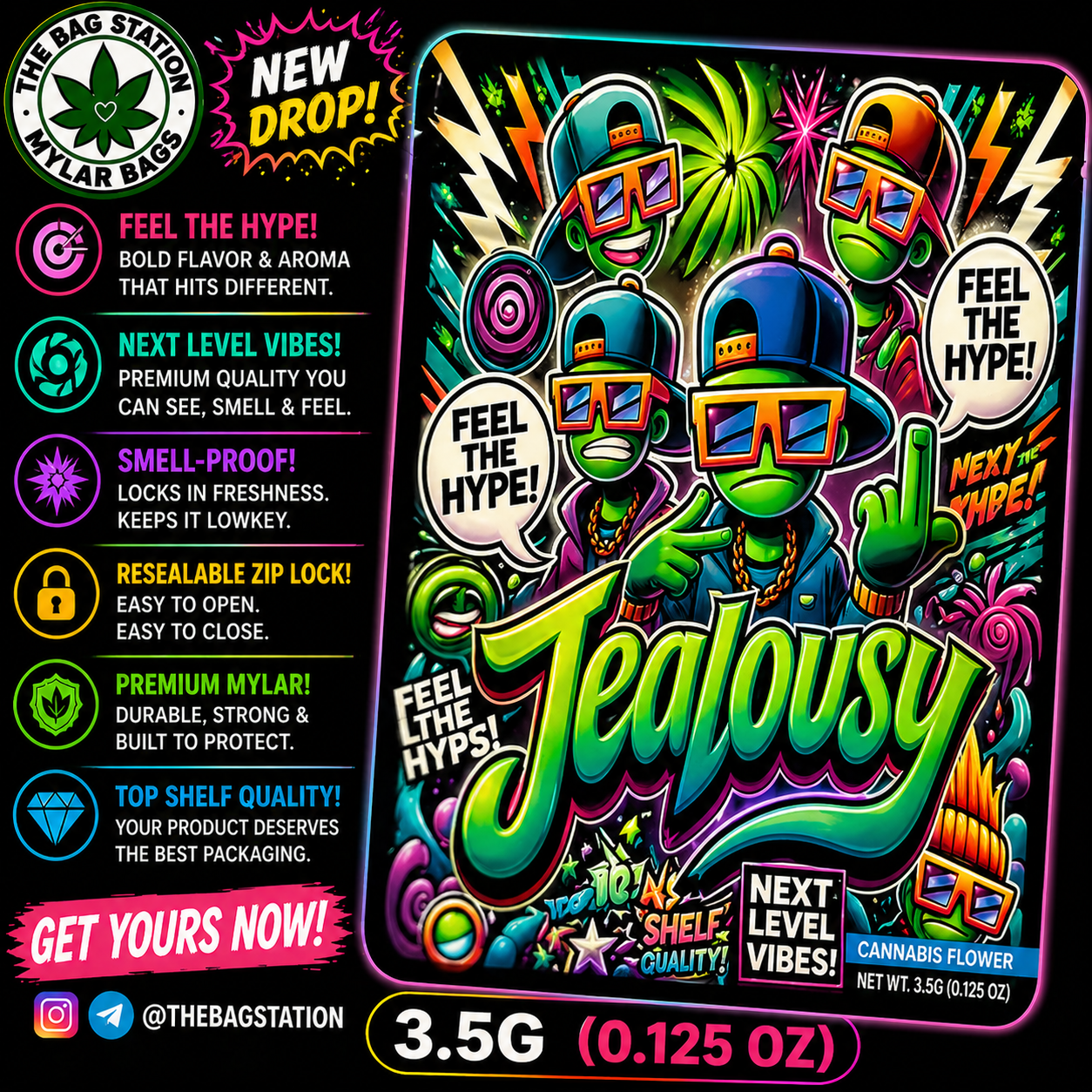 Jealousy Mylar Bags – Sleek Look, Strong Protection