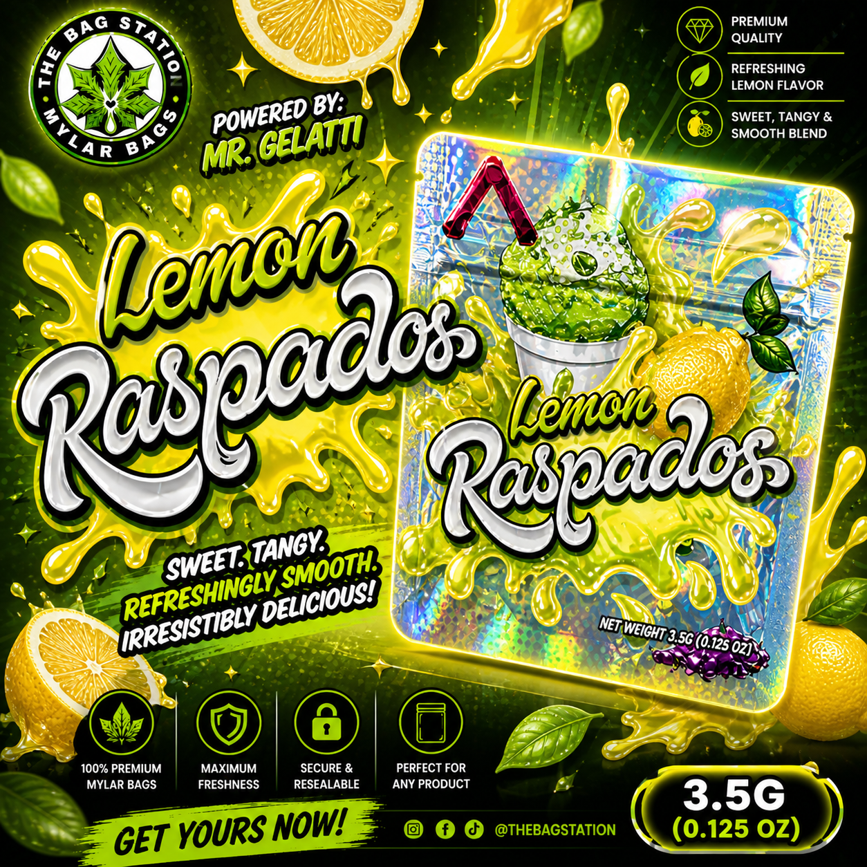 Lemon Raspados Mylar Bags – Icy Zest, Fresh Protection