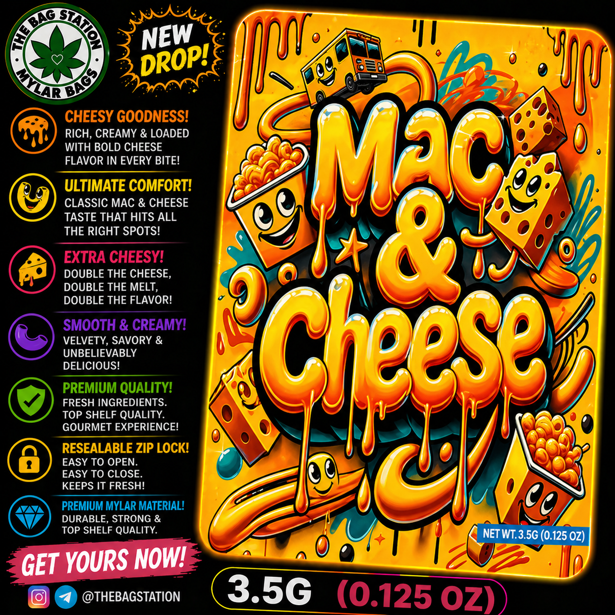 Mac & Cheese Mylar Bags – Comfort Look, Fresh Protection