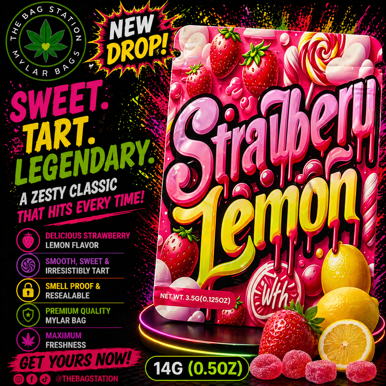 Strawberry Lemon Mylar Bags – Fresh Zest, Strong Protection