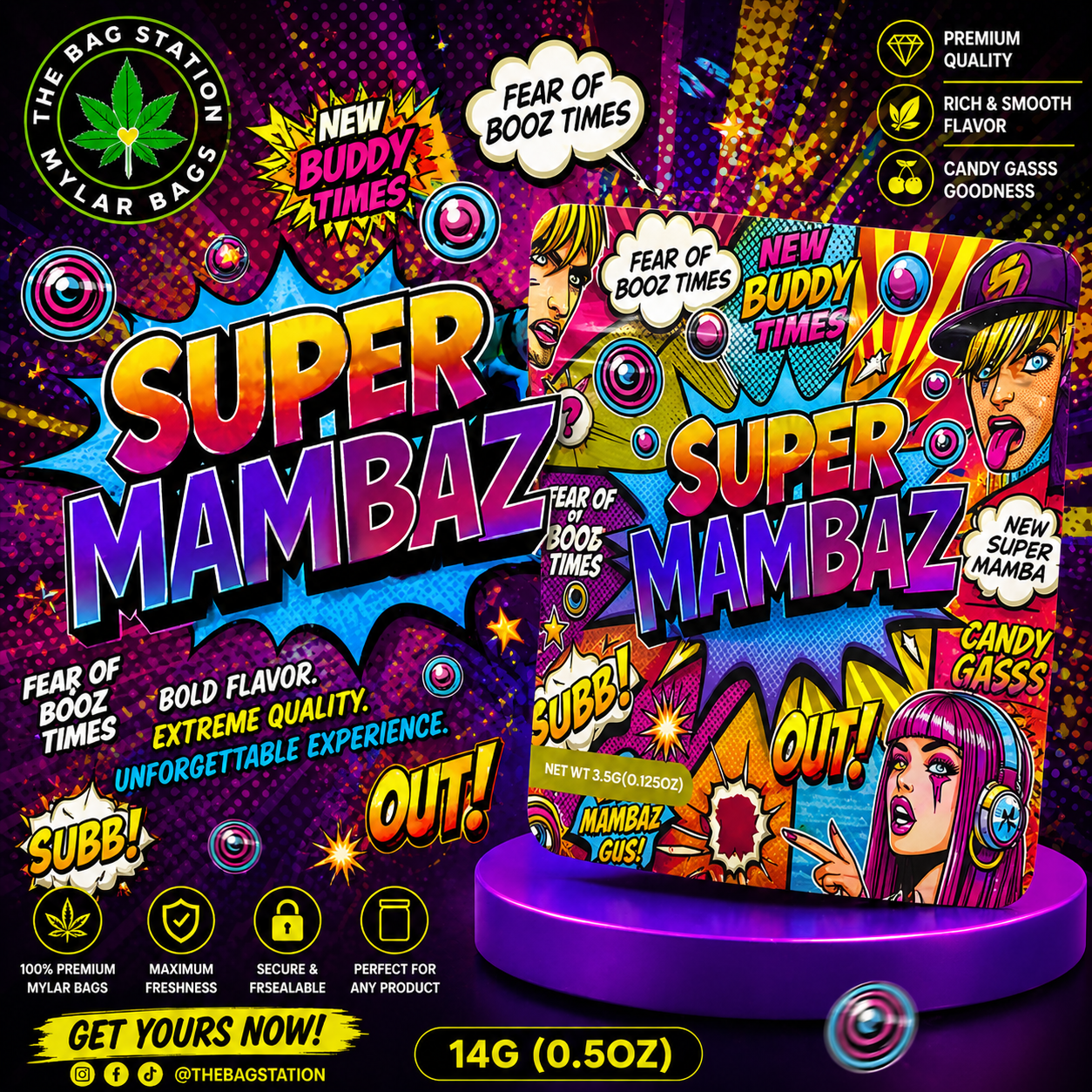 Super Mambaz Mylar Bags – Bold Flavor Look, Strong Protection