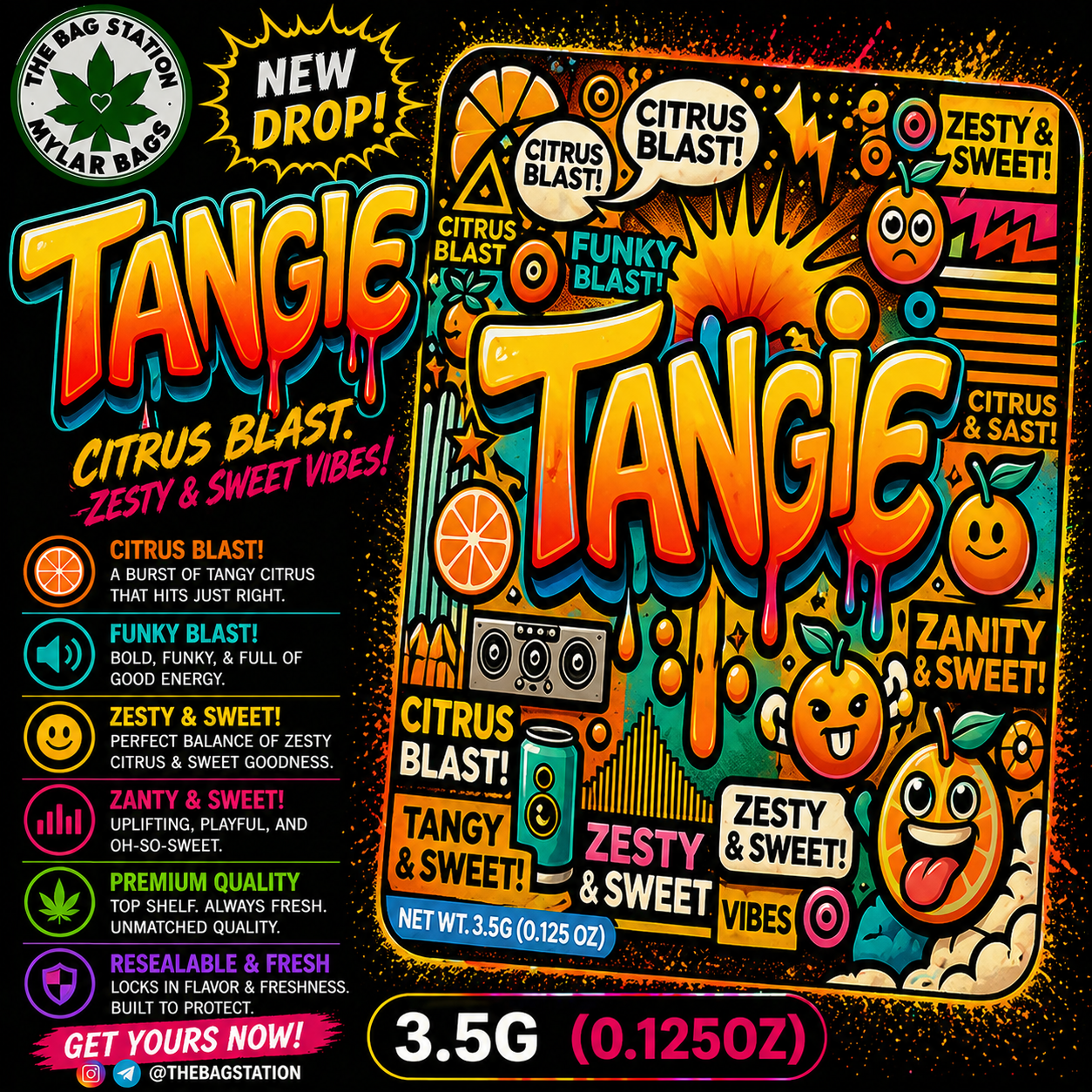 Tangie Mylar Bags – Citrus Look, Fresh Protection