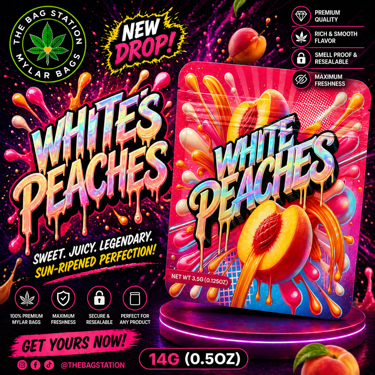 White Peaches Mylar Bags – Fresh Look, Premium Protection