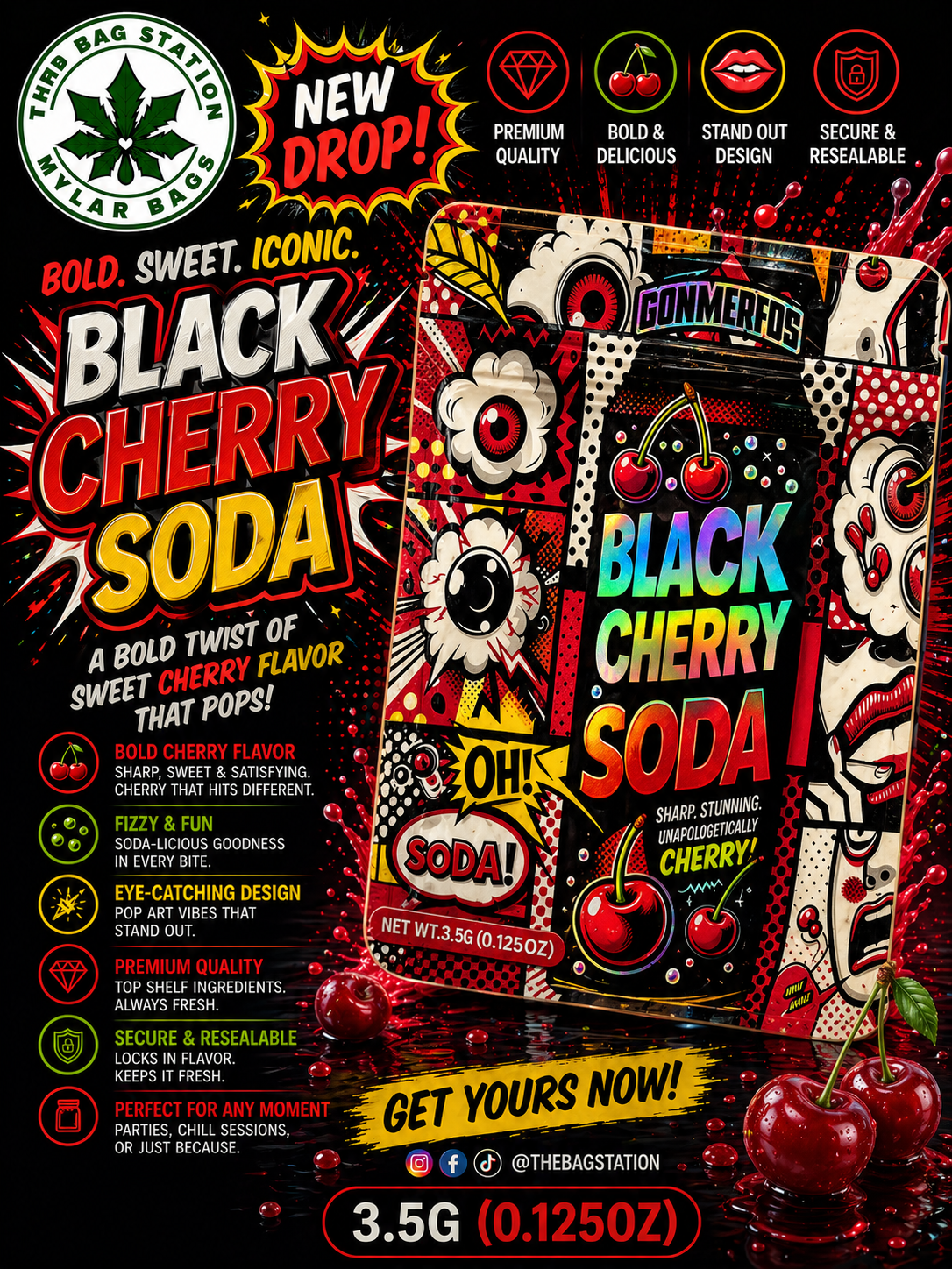 Black Cherry Soda Mylar Bags – Fizzy Look, Fresh Protection