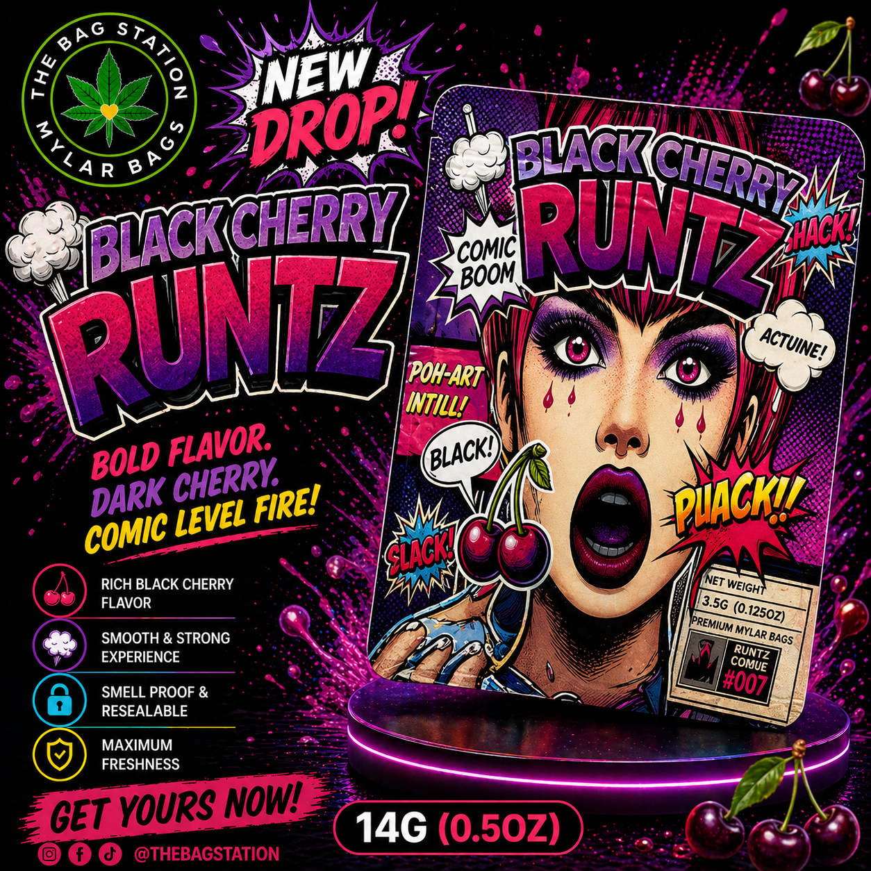 Black Cherry Runtz Mylar Bags – Deep Flavor Look, Fresh Protection
