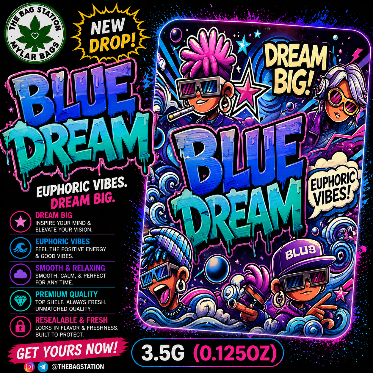 Blue Dream Mylar Bags – Smooth Look, Fresh Protection