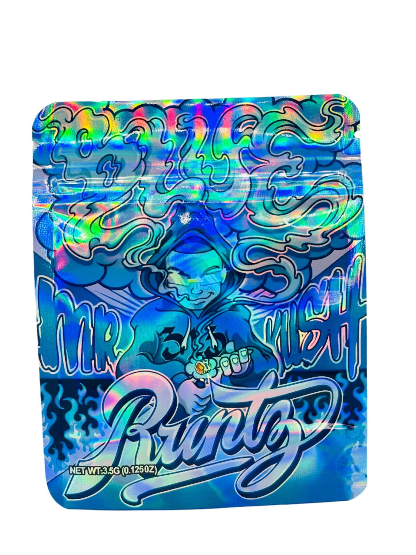 Blue mylar bags