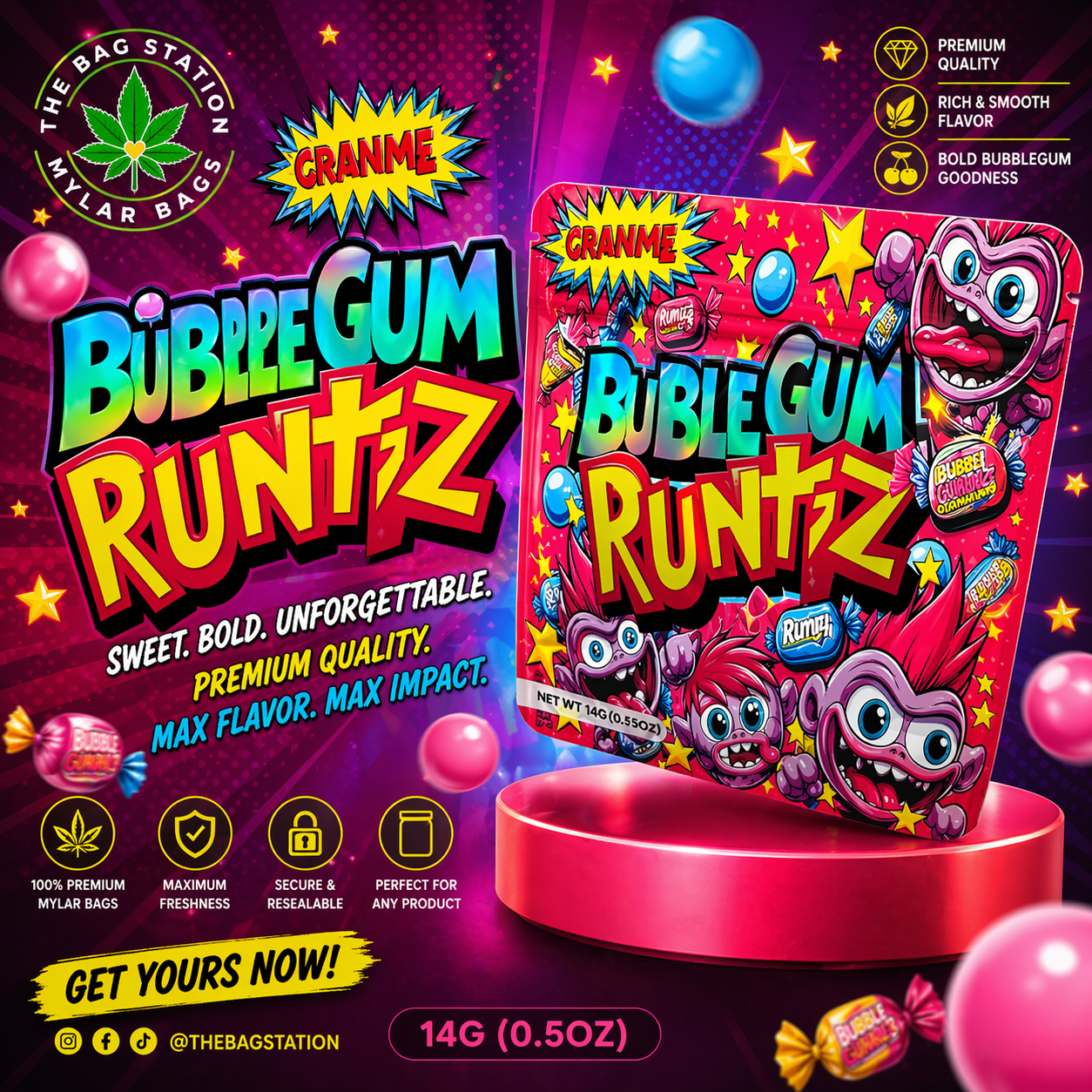 Bubblegum Runtz Mylar Bags – Sweet Look, Strong Protection