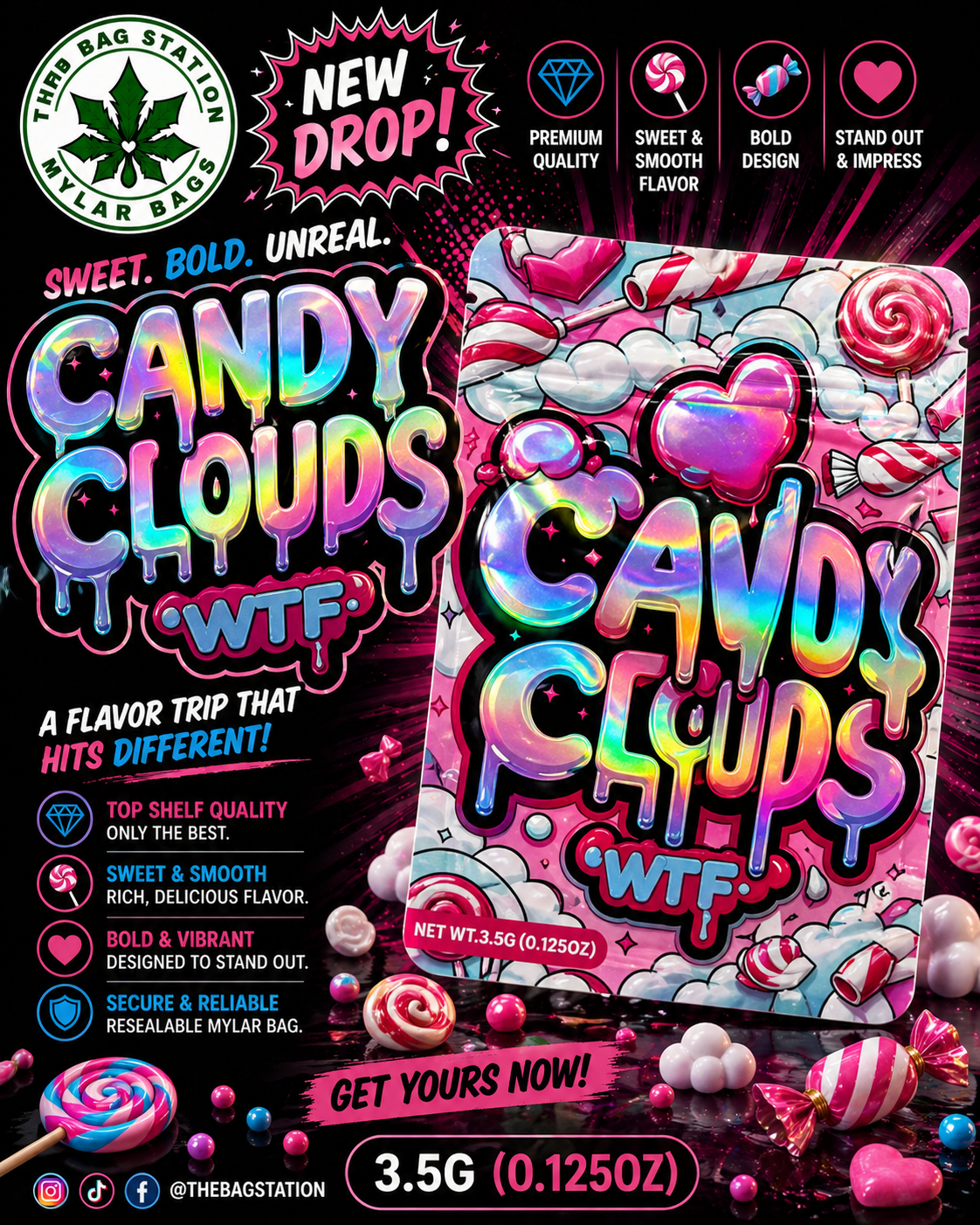 Candy Cloud Mylar Bags – Soft Look, Strong Protection