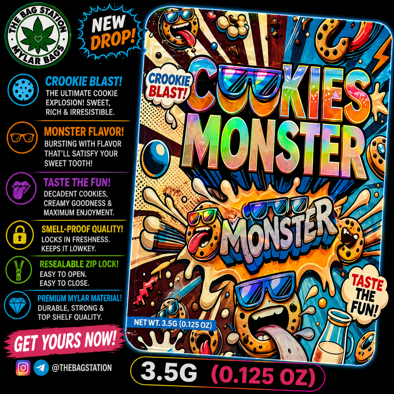 Cookie Monster Mylar Bags – Fun Look, Fresh Protection
