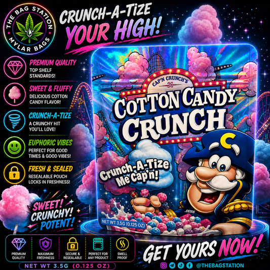 Cotton Candy Crunch Mylar Bags – Premium Smell Proof Packaging
