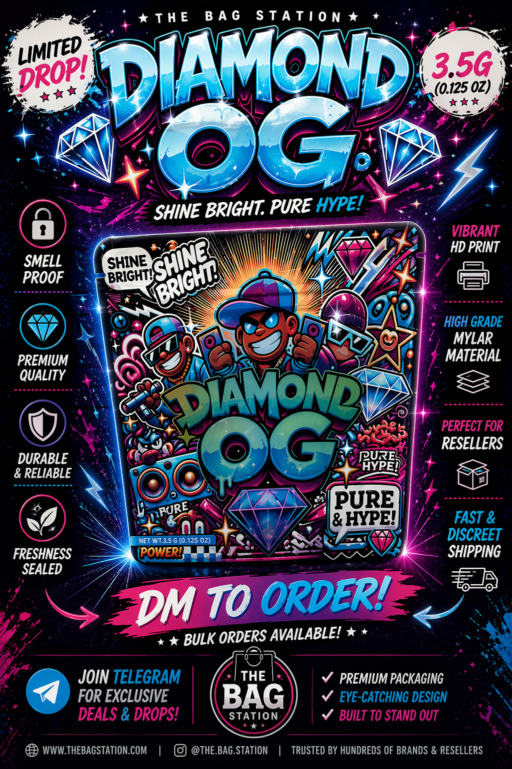Diamond OG Mylar Bags – Built for a Top-Shelf Look