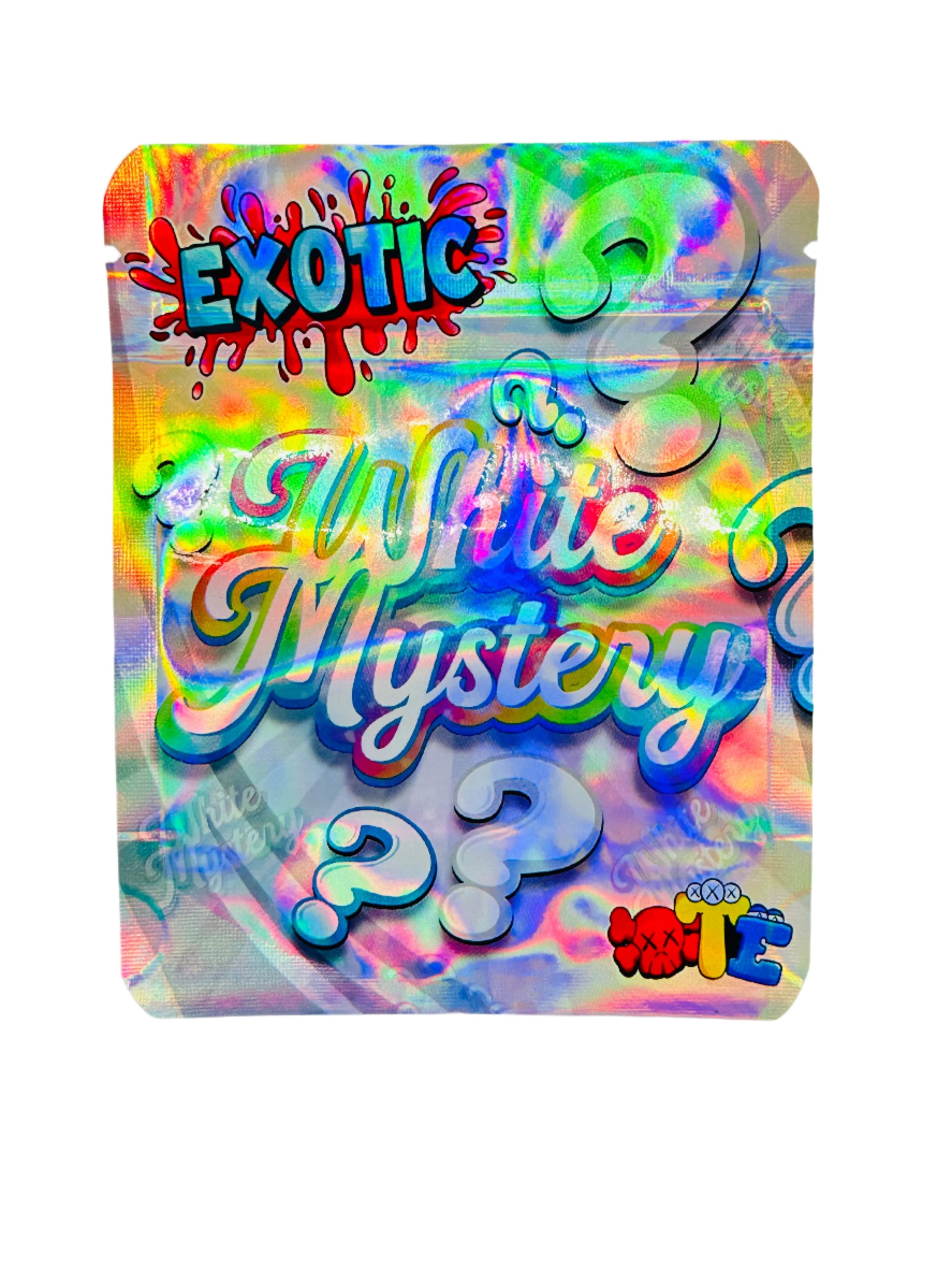 EXOTIC White Mystery 3.5G Mylar bags.