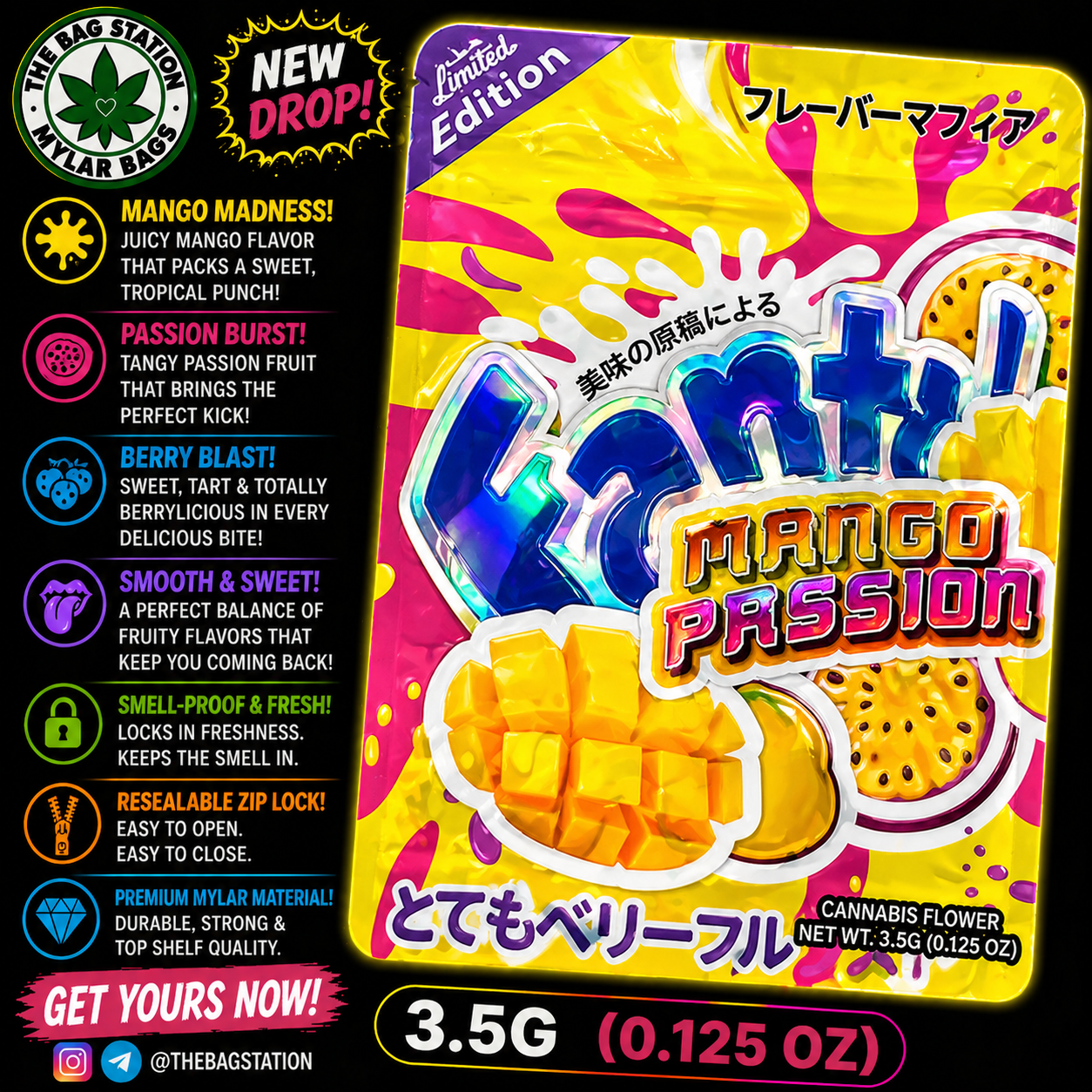 Fanta Mango Passion Mylar Bags – Tropical Look, Fresh Protection