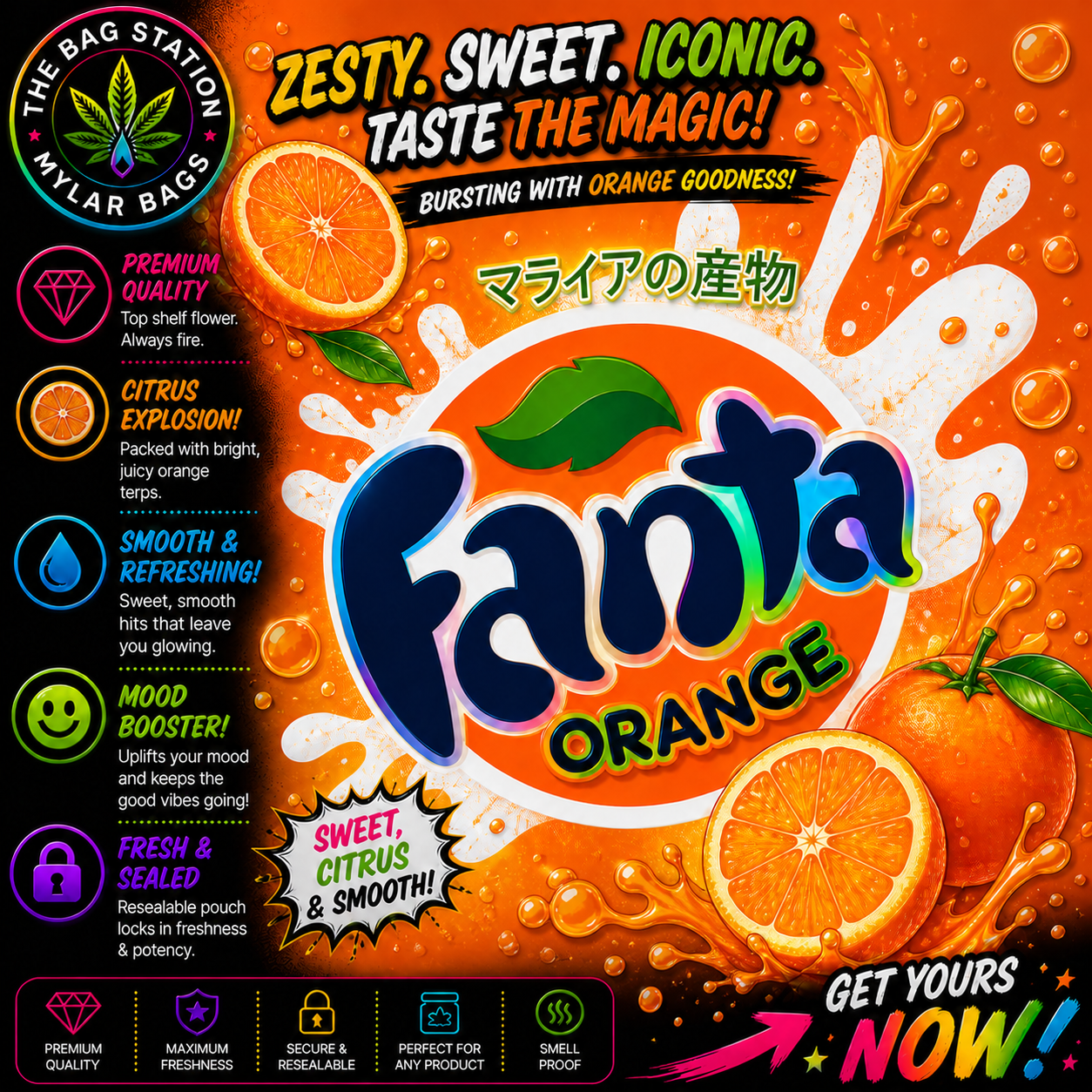 Fanta Orange Mylar Bags – Premium Smell Proof Packaging