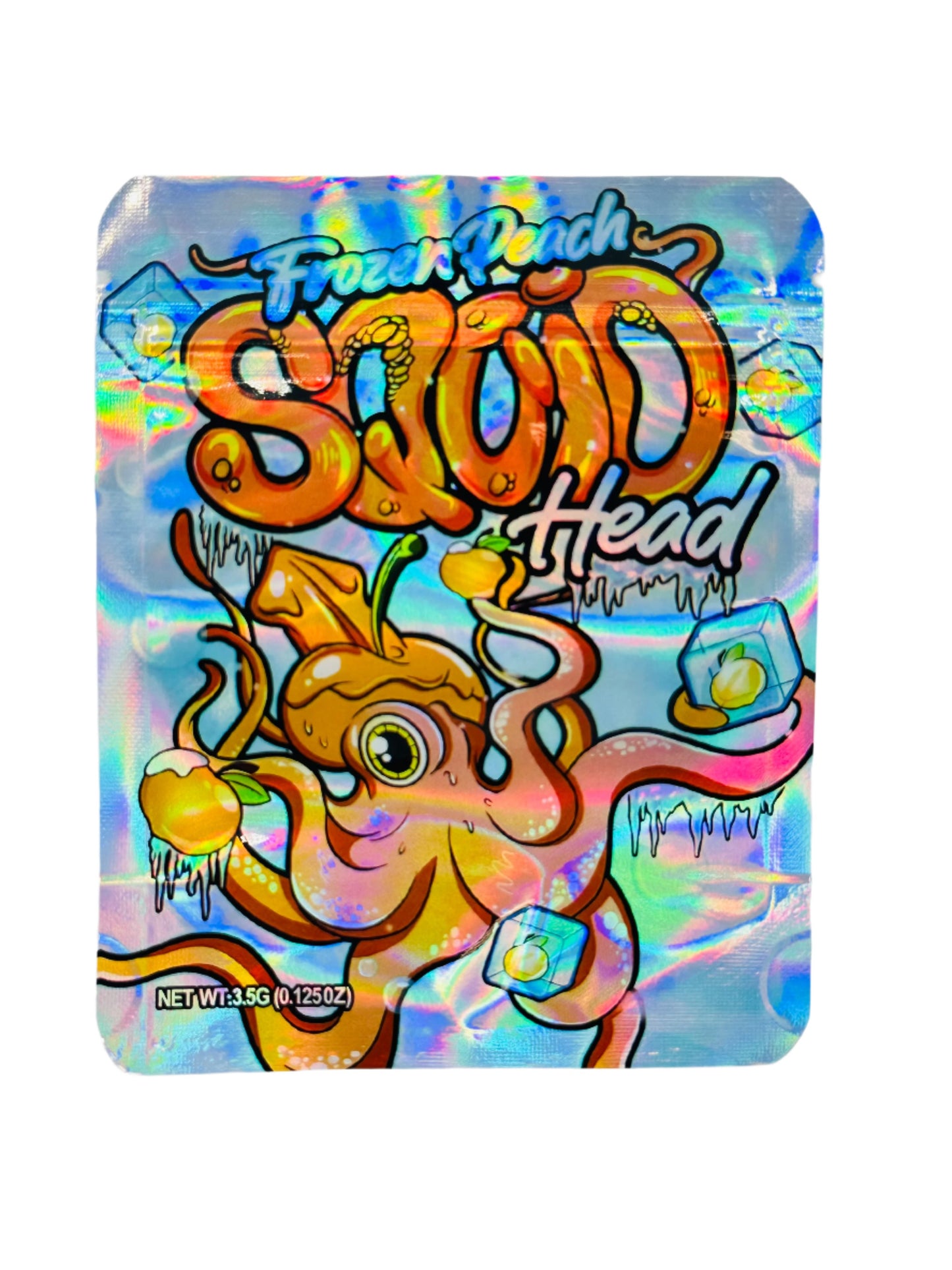 Frozen Peach SQUID Head 3.5G Mylar Bag