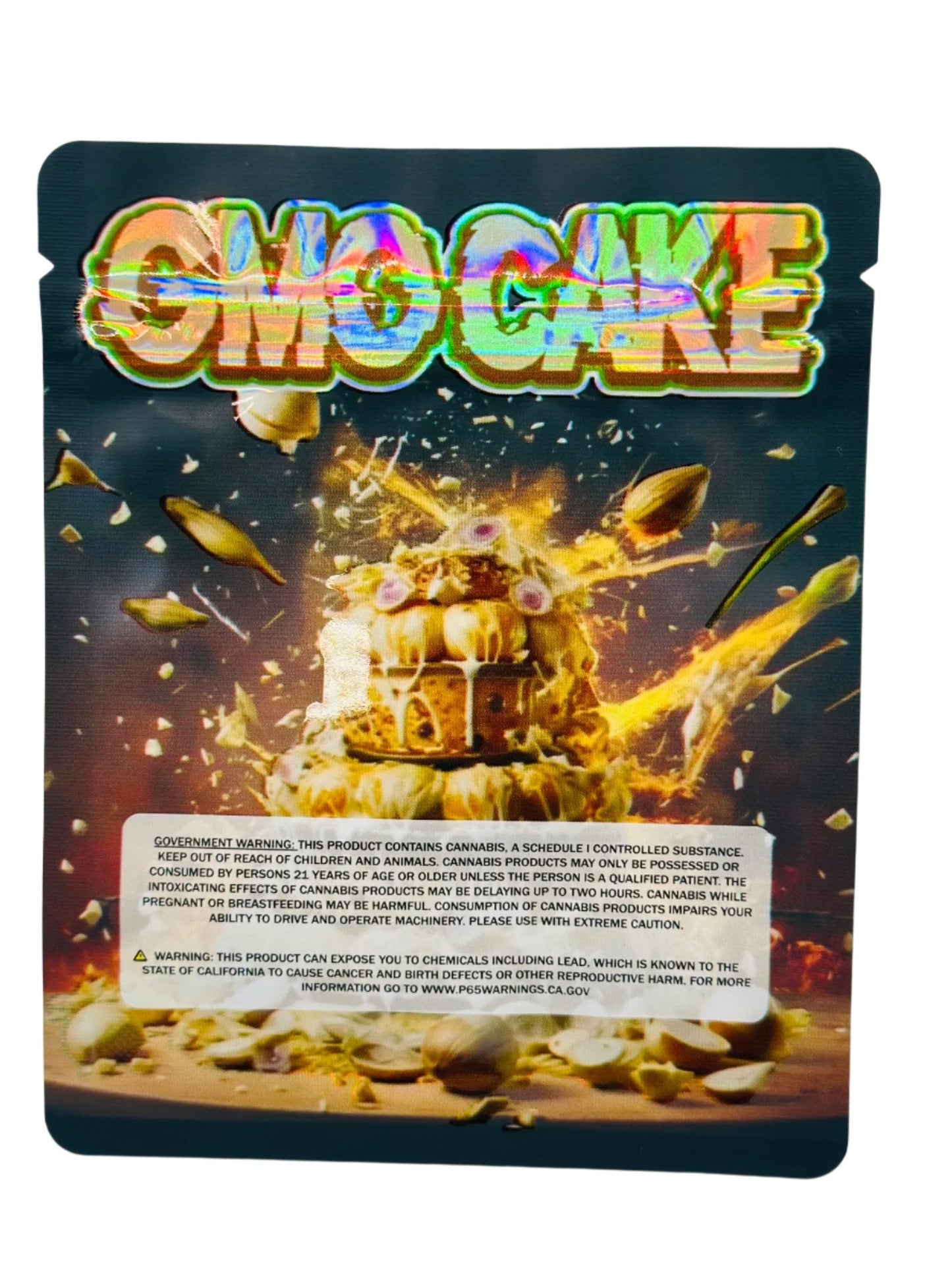 GMO CAKE 3.5G Mylar Bags.