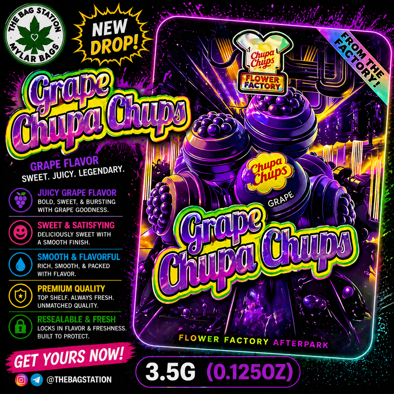 Grapes Chupa Chups Mylar Bags – Sweet Pop Look, Fresh Protection