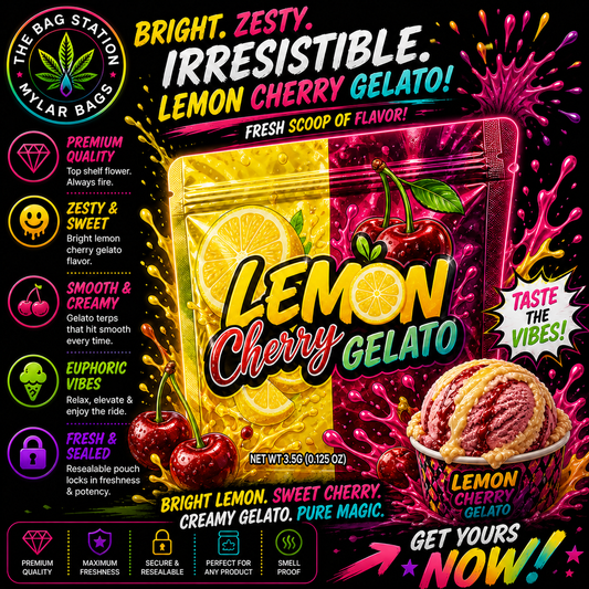 Lemon Cherry Gelato Mylar Bags – Premium Smell Proof Packaging