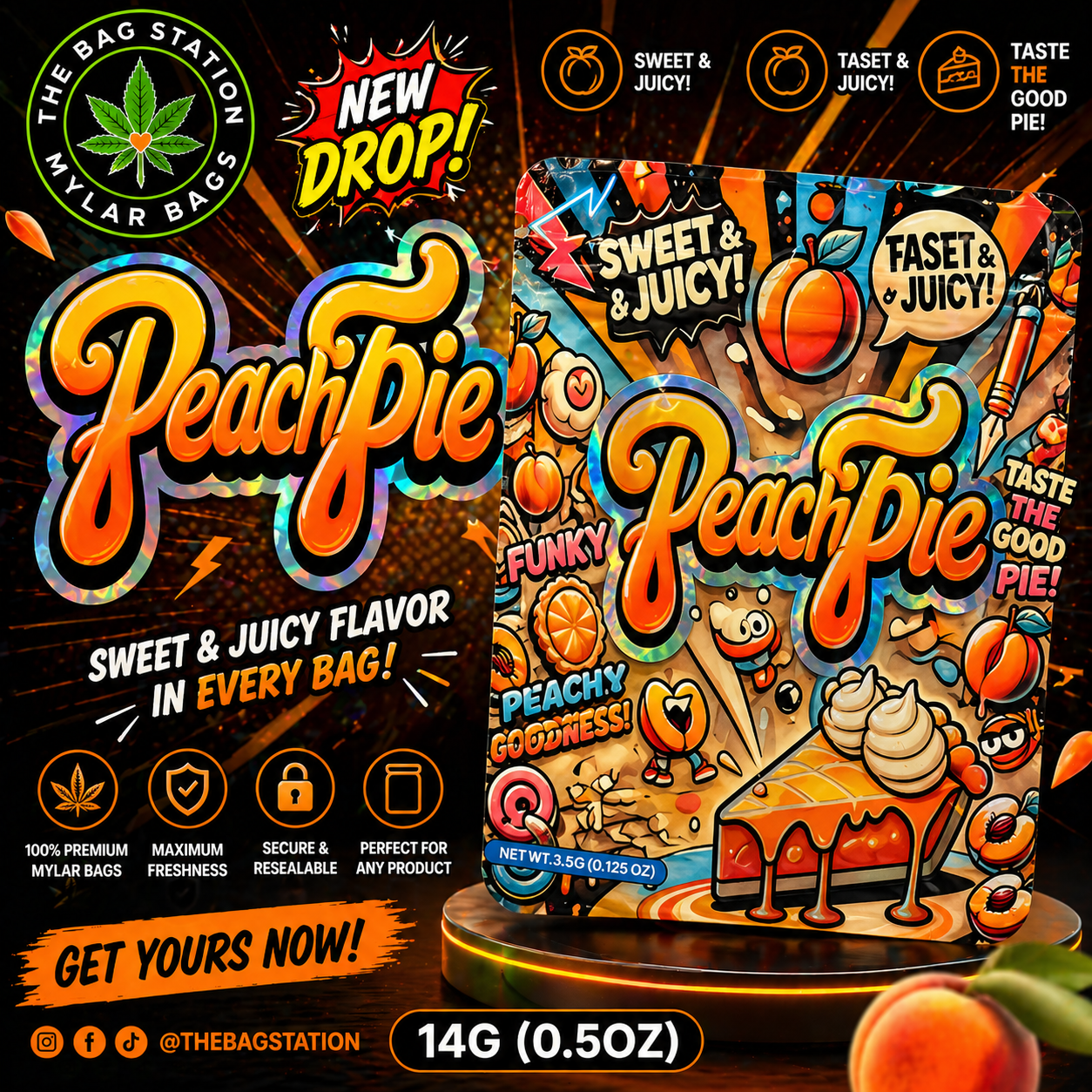 Peach Pie Mylar Bags – Sweet Look, Fresh Protection