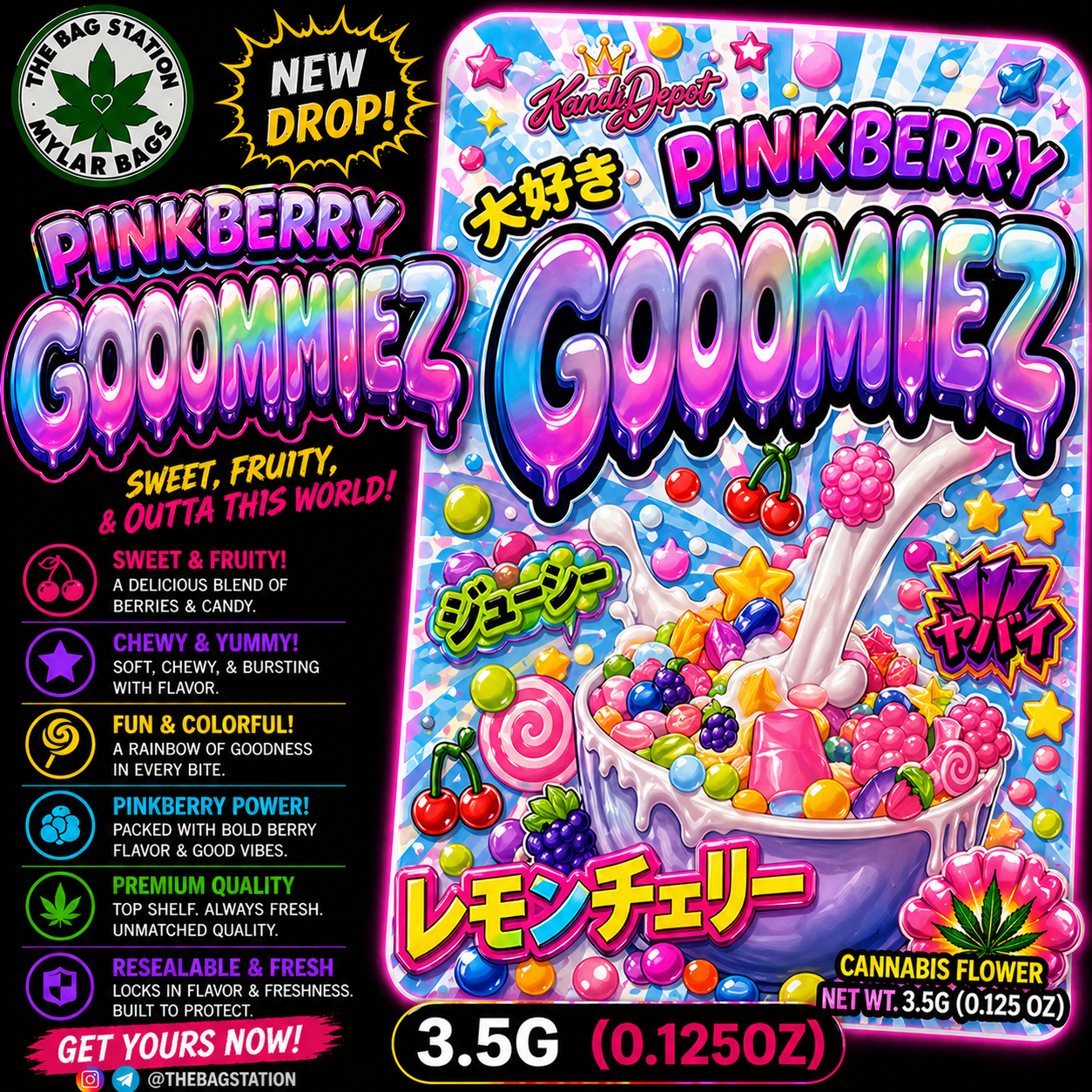 Pinkberry Gommiez Mylar Bags – Sweet Pink Look, Fresh Protection