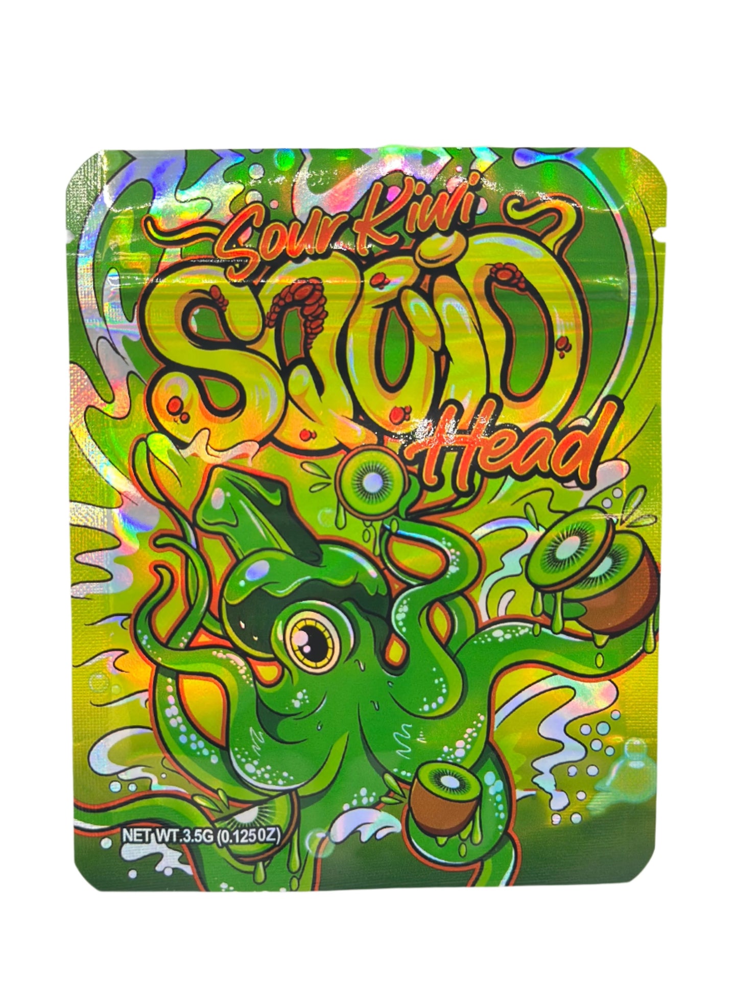 SOUR Kiwi SQUID Head 3.5G Mylar bags