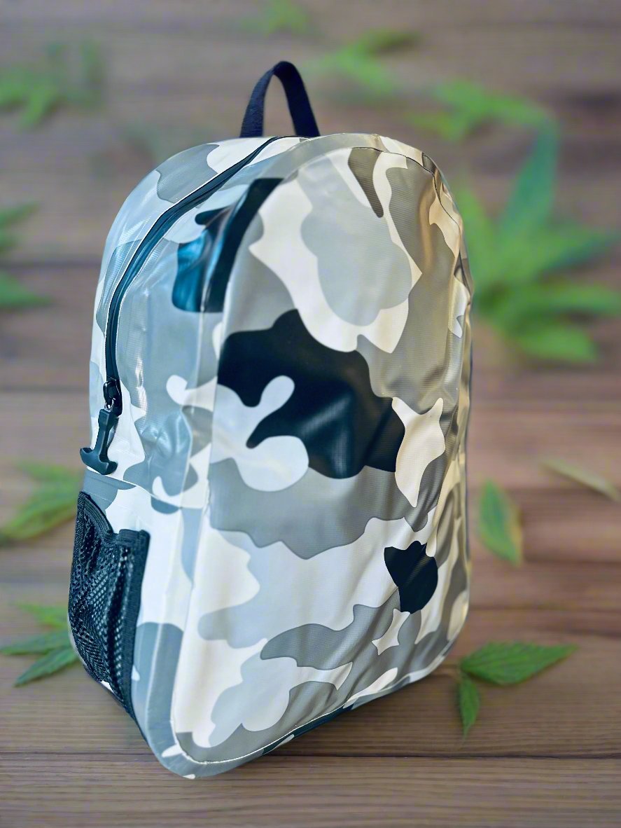 Smell proof backpack camo gray