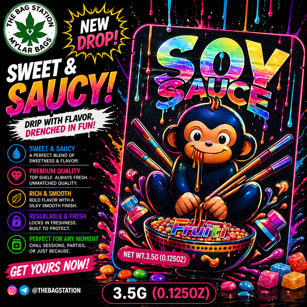 Soy Sauce Mylar Bags – Dark Look, Strong Protection