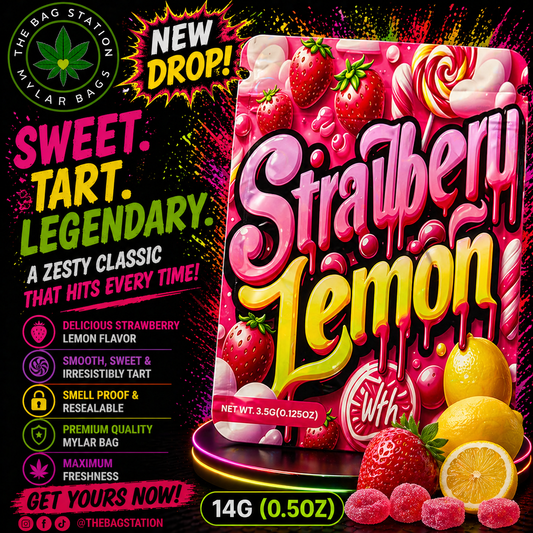 Strawberry Lemon Mylar Bags – Fresh Zest, Strong Protection