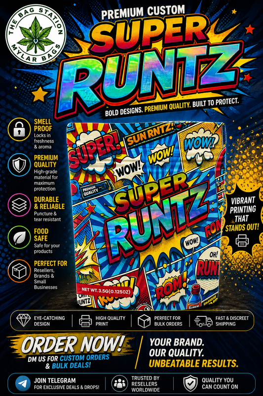 Super Runtz Mylar Bags | Loud Colors | Strong Protection.