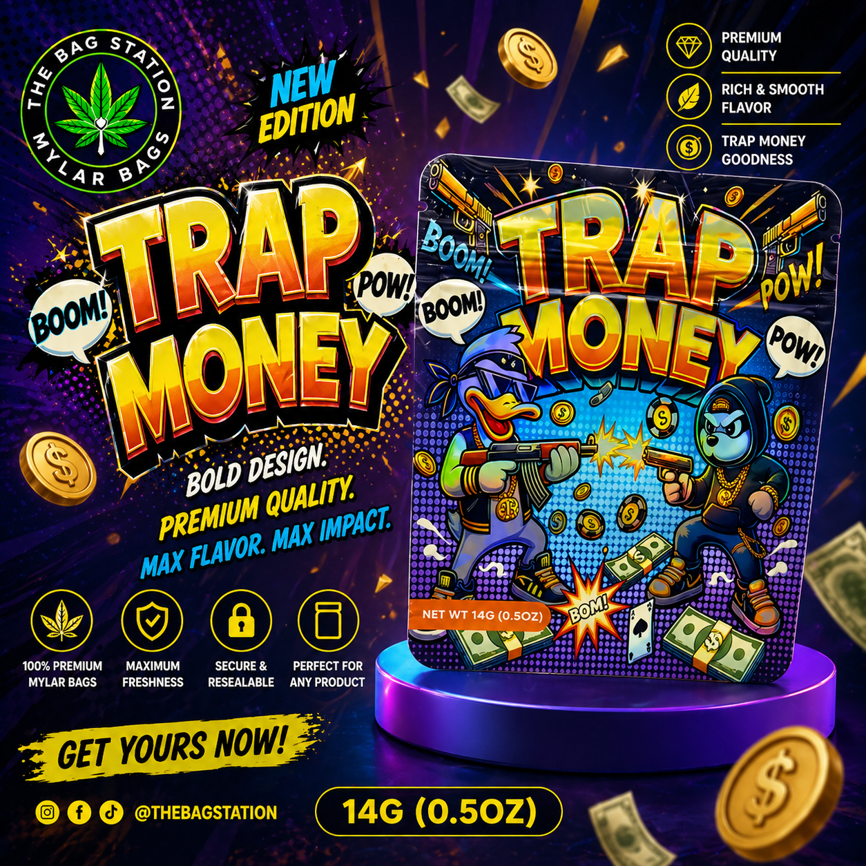 Trap Money Mylar Bags | Hustle Look | Solid Protection