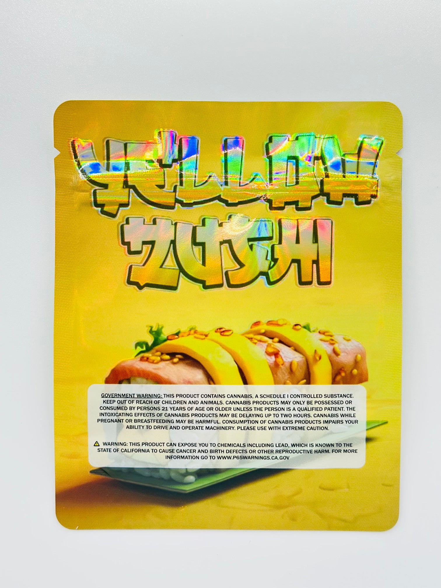 Yellow Zushi 3.5G Mylar Bag.