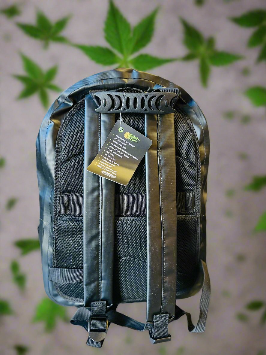 black Full Smell proof backpack back view